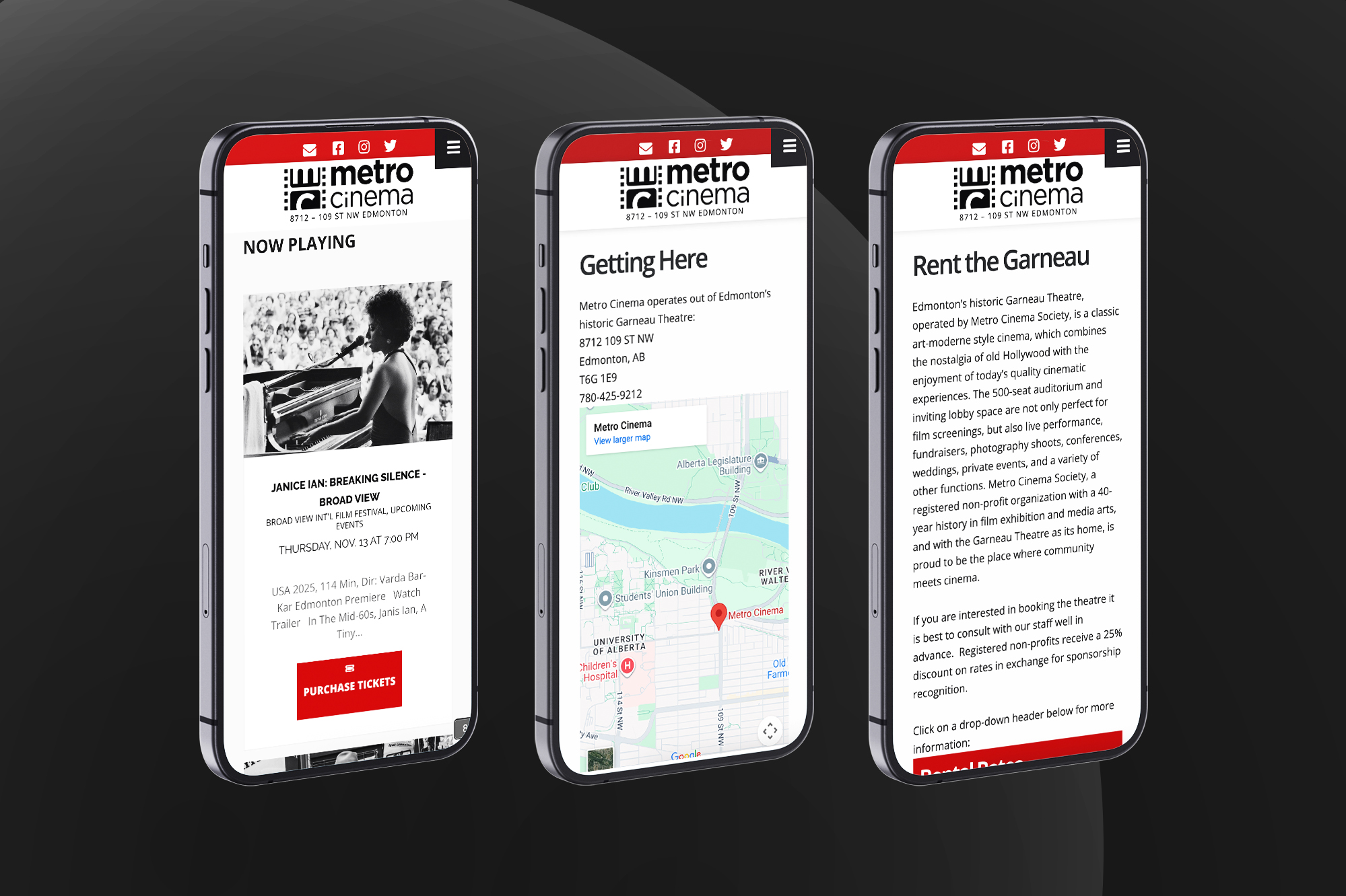 Web Design for Metro Cinema